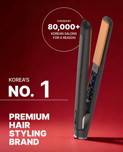 Miniatura 2 de GLAMPALM Plancha de pelo 1" de cerámica con placas vibratorias, herramienta profesional de salón No. 1 de Corea con cable giratorio 3D y voltaje