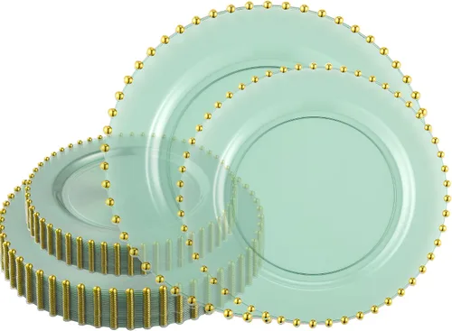 Miniatura 9 de Plasticpro - Juego de platos combinados de 32 piezas de plástico para cena, platos desechables de plástico elegantes y resistentes para fiestas de 7