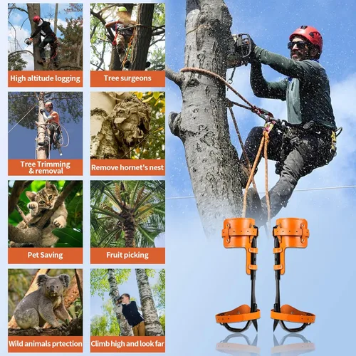Miniatura 6 de Tree Climbing Spikes, Tree Climbing Gear with Non-Slip Pedal, Adjustable Tree Climbing Tool Set Naranja