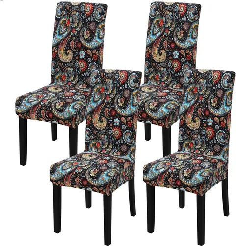 Miniatura 32 de Fundas para silla de comedor Yisun, fundas elásticas para silla de comedor, funda protectora para silla de comedor, mezcla de poliéster, Beige