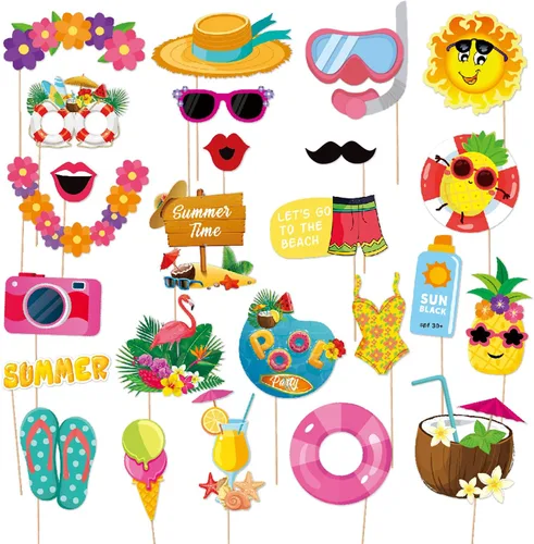 Miniatura 12 de OURUOLA Decoraciones hawaianas de verano para fiestas en la piscina, gafas de sol divertidas - 16pcs gafas tropicales Aloha flamingo, decoración