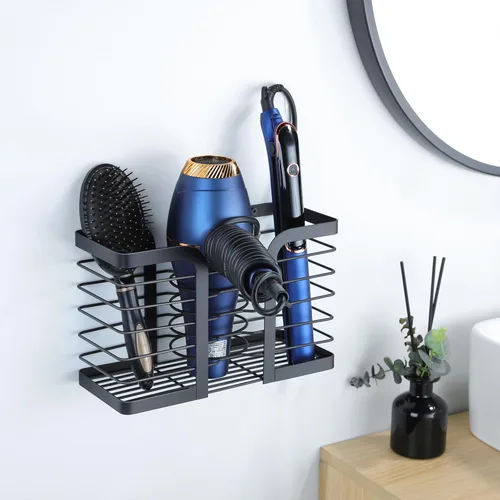 Miniatura 6 de YIGII Soporte para secador de pelo, organizador de herramientas de pelo 3 en 1, soporte para secadora de pelo de altura ajustable, organizador