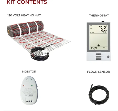 Miniatura 8 de Kit de alfombrilla de calefacción para piso LuxHeat de 25 pies cuadrados - Alfombrilla de calefacción para piso de 120V con termostato - Sistema
