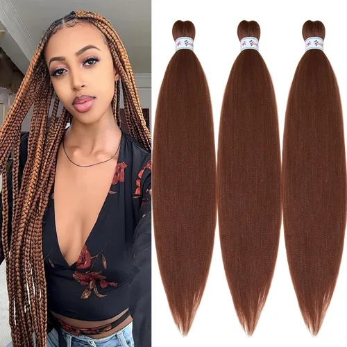 Miniatura 18 de Cabello para Trenzar Naranja Jengibre Pre-Estirado Kanekalo Cabello para Trenzar Pre-estirado 26 pulgadas Extensiones de Cabello Sintético