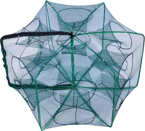 Miniatura 9 de Red de pesca plegable con trampa de cebo - Jaula de fundición a mano para atrapar peces cangrejo camarón cangrejo cangrejo Verde
