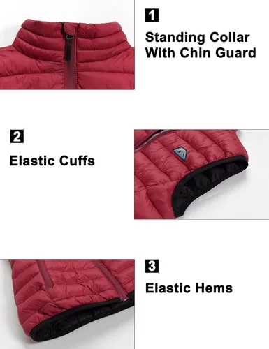 Miniatura 5 de Mapamyumco Chaleco acolchado ligero de invierno para mujer, chaquetas sin mangas plegables con aislamiento reciclado