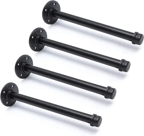Miniatura 11 de Soportes industriales de tubo de hierro negro de 3/4 pulgadas, soportes rústicos para colgar en la pared, soportes de tubería personalizados