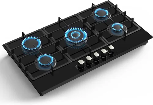Miniatura 10 de Estufa de Gas de 2 Quemadores Encimera de Propano de 12 pulgadas, Nafewin Encimera de Gas Portátil de Vidrio Templado con Protección de Termopar