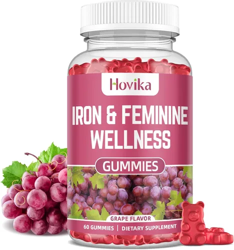 Gomitas de equilibrio de hierro y hormonas para mujeres, suplemento de hierro de 40 mg de anemia con multivitamínico para mujeres, zinc, selenio,