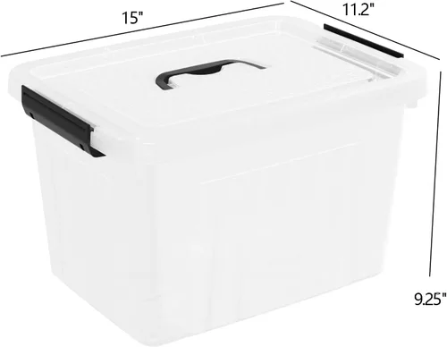 Miniatura 2 de Readsky Contenedor de plástico de 18 cuartos de galón con tapas y asa, bolsa de almacenamiento de plástico transparente, 4 paquetes