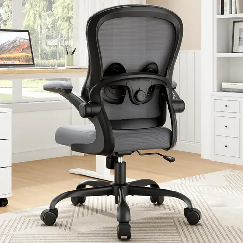 Miniatura 10 de Silla de oficina ergonómica – Silla de escritorio ergonómica – Silla de oficina cómoda de malla para el hogar con ruedas, soporte lumbar ajustable