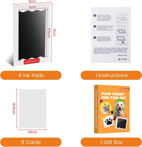 Miniatura 3 de Nabance Kit de impresión de huellas sin tinta para perros, gatos y bebés, 4 almohadillas de tinta Clean Touch y 8 tarjetas de impresión, kit