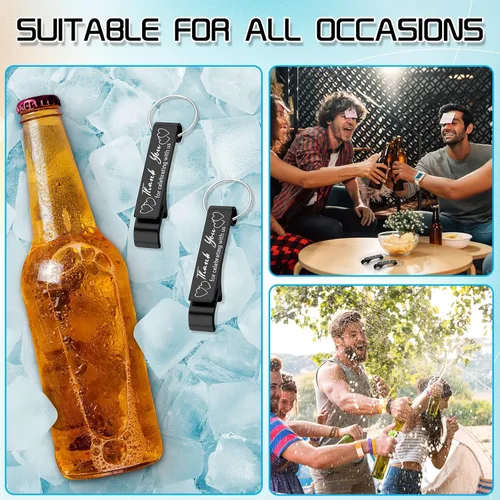 Miniatura 3 de Dandat 100 llaveros para abridor de botellas, regalos de boda de agradecimiento para invitados, abridor de cerveza de vino de aluminio, grabado
