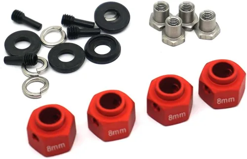 Miniatura 17 de MOHERO Bujes de rueda hexagonales de aleación de aluminio de 0.354 in de grosor y 0.472 in para Trx4 1/10 RC modelo Crawler (rojo, 0.354 in)