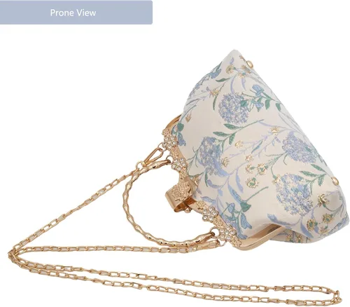 Miniatura 5 de YeBon Retro Shoulder Chain Messenger Clutch Chinese Style Embroidered Jacquard Women's Evening Bags