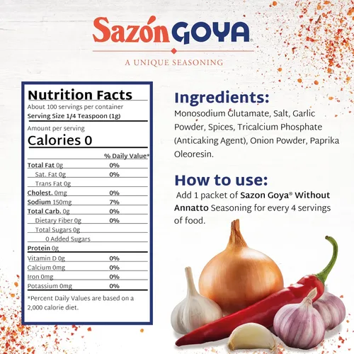 Miniatura 2 de Sazón sin Annatto de Goya, mezcla de especias latinas para aves, mariscos, carne y verduras, condimento mexicano multiusos, 3.52 onzas, paquete de 2