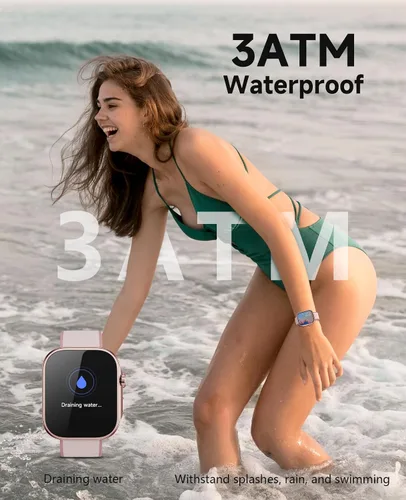 Miniatura 4 de Reloj inteligente para mujer, monitor de presión arterial, frecuencia cardíaca, oxígeno en sangre, sueño, rastreador de actividad impermeable 3ATM