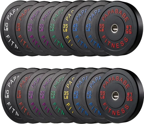 Miniatura 14 de Papababe Placas de peso, juego de placas de pesas de 2 pulgadas, placas de peso de goma protectoras para el suelo, placas de parachoques de 10 a 600