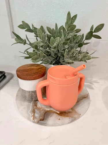Miniatura 4 de Taza de entrenamiento de silicona 3 en 1 con popote y tapa, vasos de transición de destete para bebés de 6 meses en adelante, a prueba de derrames