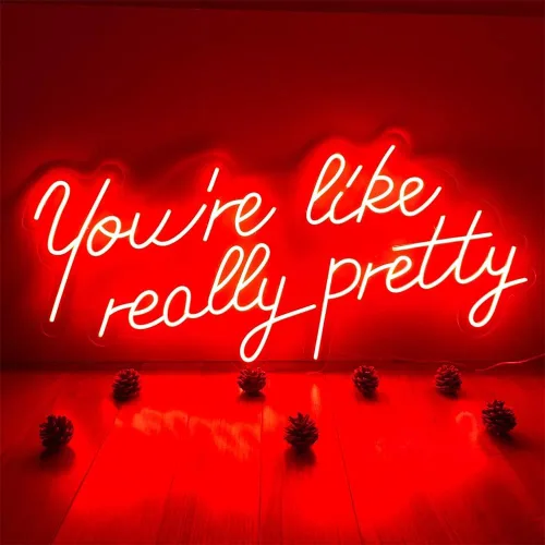 Miniatura 5 de Letrero LED de neón “You are like really pretty” Acrílico transparente Atenuadores Para interiores/cuartos/bar/telón de fondo Rojo
