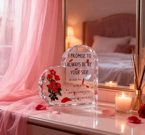Miniatura 2 de Placa de corazón de acrílico, citas inspiradoras, regalo romántico para novia, novio, amante, regalo para boda, cumpleaños, aniversario, decoración