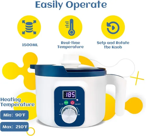 Miniatura 3 de KQU Olla eléctrica para derretir cera para hacer velas, derretidor de cera con pantalla digital de temperatura, olla antiadherente para hacer velas