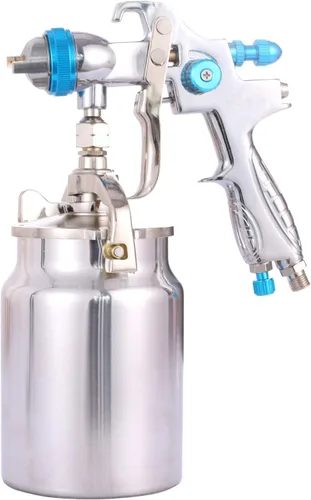 Pistola de pulverización profesional de alimentación de sifón HVLP, 1000 cc, taza de pintura antigoteo con punta de boquilla, tamaño de 0.067 in