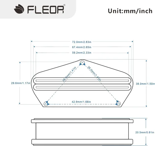 Miniatura 2 de FLEOR Alnico 5 TL Pickup Hot Dual Rail Humbucker Puente Pickup 12-13K