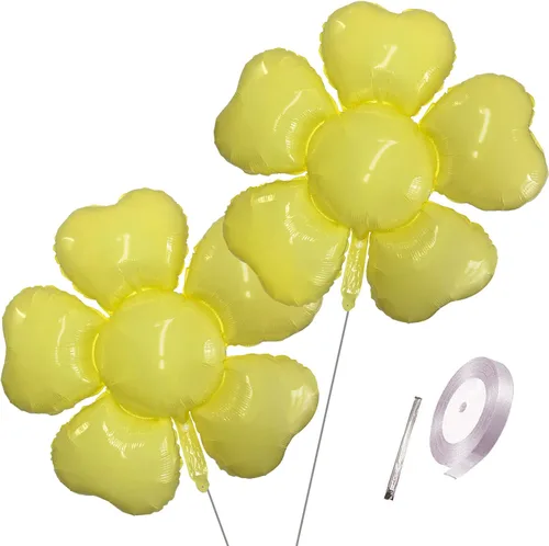 Globos de flores amarillas, enormes globos florales amarillos brillantes, decoraciones de fiesta de cumpleaños con temática de primavera,