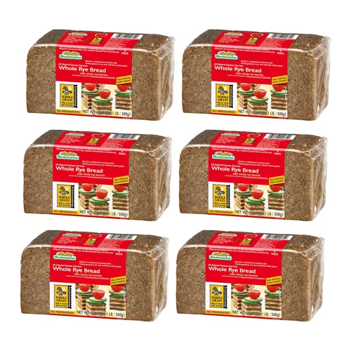 Pan de centeno entero Mestemacher, 17.6 oz (Paquete de 6)