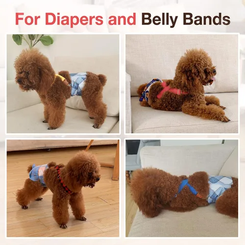 Miniatura 7 de Pet Soft Tirantes para perro, 2 piezas de tirantes para pañales para perras, falda de perrito, vestido, pañales (café y rojo, M/L)