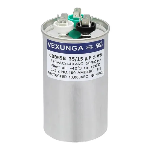 Miniatura 79 de VEXUNGA - 25/5 uF 25+5 MFD 370V o 440V Condensadores redondos de arranque dual 25 5 uF 370 440 Volt VAC CBB65 Condensadores para acondicionador