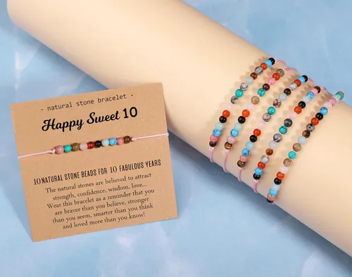 Miniatura 4 de Miss Pink Pulsera de cristal curativo natural, regalo para niñas y mujeres, pulseras de cuentas de cumpleaños de 7 a 50 años para hija, nieta
