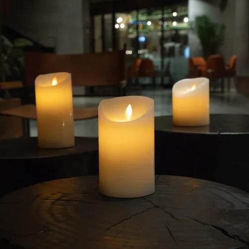 Miniatura 3 de Restaurantware - Velas de pilar sin llama de 3 x 5 pulgadas, 10 velas LED programables - Llama bailarina, para bodas y fiestas, velas blancas
