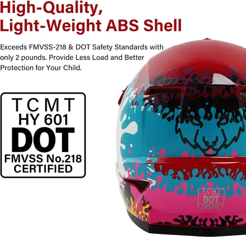 Miniatura 2 de TCMT Casco de motocross para jóvenes, certificado por DOT, casco de motocross ATV de cara completa para niños con gafas, guantes y bolsa para casco