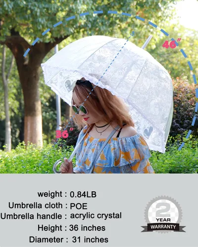 Miniatura 7 de Siepasa Paraguas transparente de burbujas para mujer paraguas de cúpula transparente con mango clásico de gancho para bodas de caballeros y damas