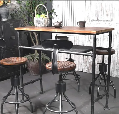 Miniatura 6 de Mesa de bar de 47 pulgadas de alto, mesa de bar de altura de barra, mesa de bar para sofá, mesa de centro rectangular para cocina y comedor, tubo