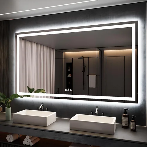 Miniatura 34 de ISKM Espejo LED con marco para baño de 40"x30", espejo de baño LED regulable con luces, antivaho, espejo iluminado frontal y retroiluminado de 3