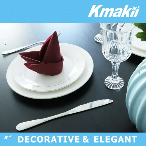 Miniatura 4 de KMAKII Servilletas de cena desechables color burdeos con tacto de lino, servilletas de papel de alta calidad, ideales para restaurantes, eventos