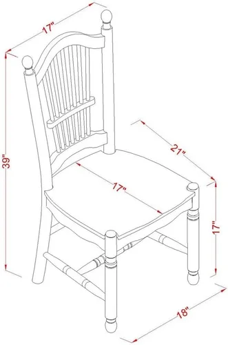 Miniatura 8 de East West Furniture ANDO3-BCH-W Juego de mesa de comedor de 3 piezas contiene una mesa redonda de madera con pedestal y 2 sillas de comedor