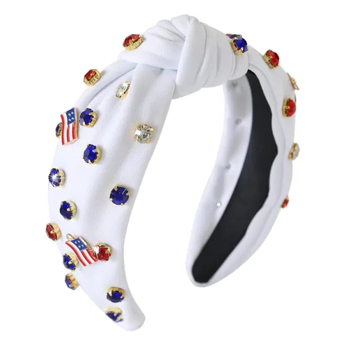 Miniatura 15 de Diadema anudada con joyas para mujeres y niñas, diadema de diamantes de imitación de cristal brillante, nudo superior ancho para mujer, diadema Negro