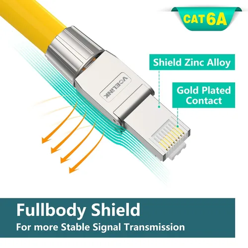 Miniatura 4 de VCELINK Conectores RJ45 Cat6A sin herramientas, tapones de terminación Ethernet blindados reutilizables para cable SFTP UTP de 23 AWG, enchufe