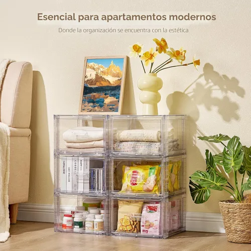 Miniatura 4 de Vtopmart - Paquete de 4 unidades de cajones de almacenamiento apilables transparentes de 18QT, organizadores de armario de fácil montaje