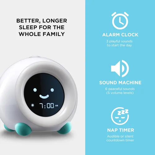 Miniatura 4 de LittleHippo Mella: Reloj despertador para niños, entrenador de sueño para niños listo para despertar, luz nocturna, máquina de sonidos y OK