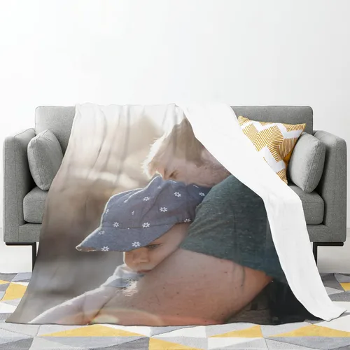 Miniatura 2 de Manta personalizada con foto, manta personalizada de franela polar para madre, padre, familia, amigos, amantes de mascotas, boda, día de San 1 Foto