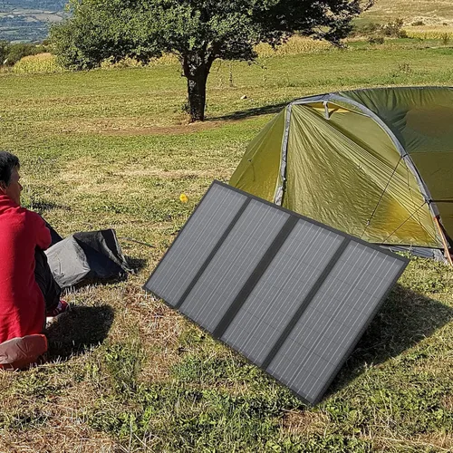 Miniatura 2 de Cargador de panel solar plegable de 60 W con salida de 18 V CC (11 conectores) para estaciones de energía portátiles de 100 W ~ 350 W Negro /Gris