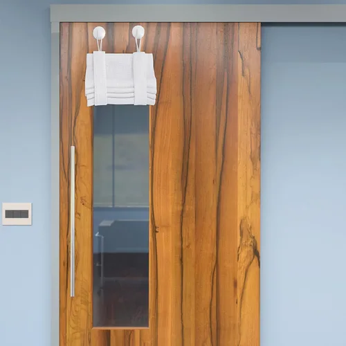 Miniatura 20 de NICETOWN Cortinas pequeñas para puerta francesa con ganchos autoadhesivos, cortinas opacas de lino sintético con aislamiento térmico para puertas