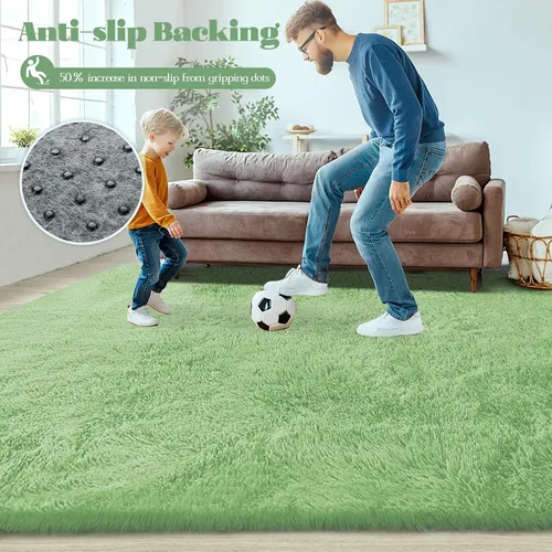 Miniatura 7 de Alfombra de área de 6x9 pies para sala de estar: Alfombras suaves de pelo largo esponjosas y lavables, alfombra interior de felpa grande y difusa