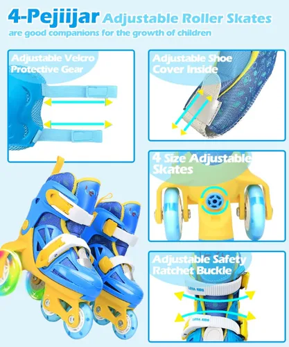 Miniatura 5 de Kids Quad Roller Skate,Roller Skates for Girls Boys,3-Point Balance Roller Shoes for Beginners