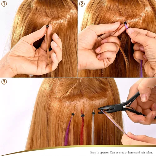 Miniatura 5 de EHDIS Alicates de extensión de cabello, alicates multifuncionales de microenlaces, herramienta de extensión de cabello para microenlace, micro